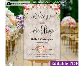 Boho welcome sign template, Floral welcome sign template, (31)